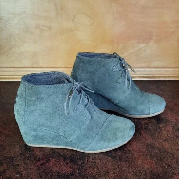 Green suede wedge heel booties - TOMS brand - Picture 2 of 9
